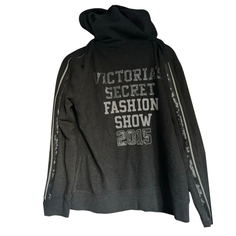 Victoria's Secret 2015 Fashion Show NYC Sequin Hoodie Gray Full Zip L
